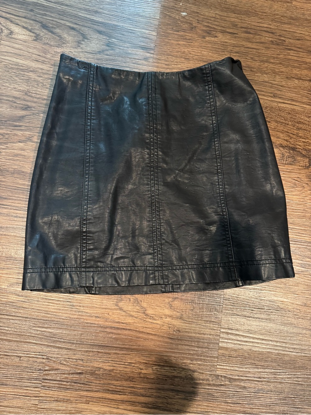 Free People Black Faux Leather Mini Skirt